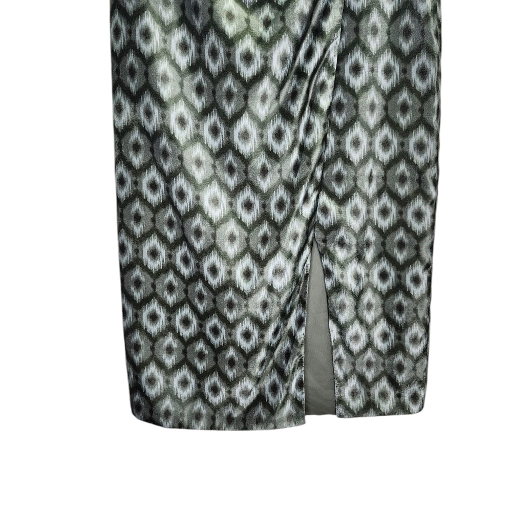 NWT Zara Velvet Midi Skirt Color Green Black Slit Size Small - Picture 4 of 8